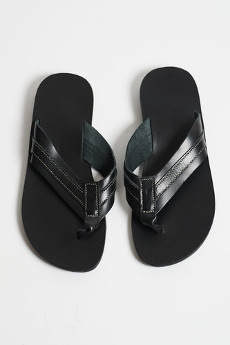 SAMPLE — Sarah Flip Flops black with white top stitch — Size 40