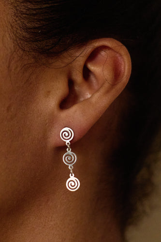 Spiral drop studs— silver