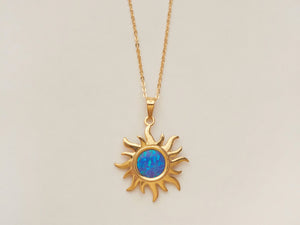 ILIOS necklace gold - blue opal