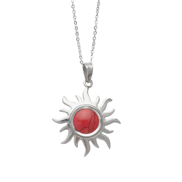 ILIOS necklace — silver with red centre