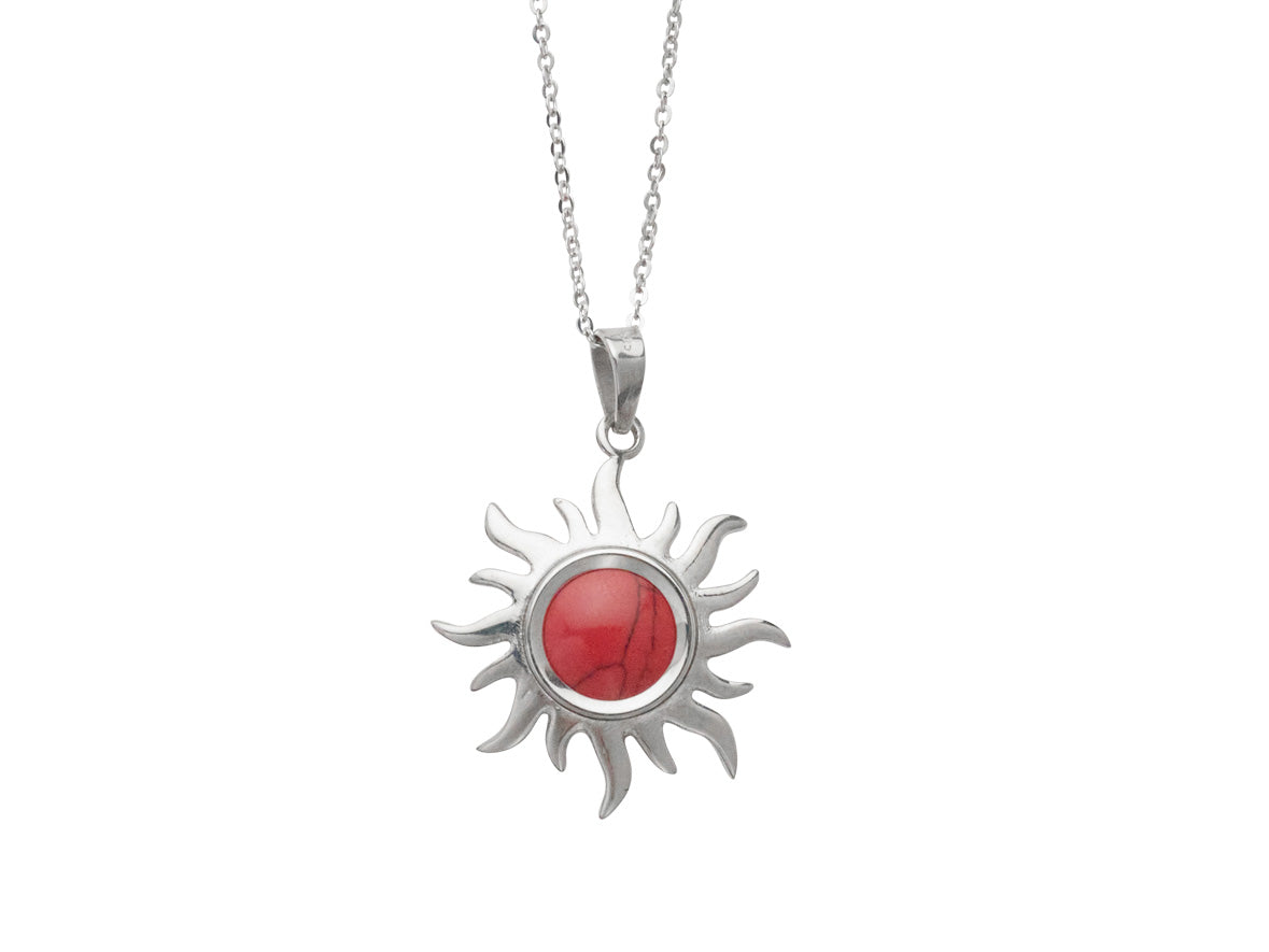 ILIOS necklace — silver with red centre