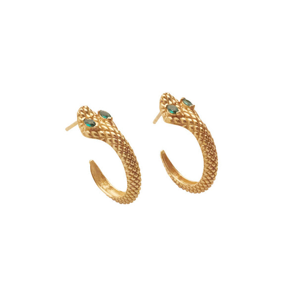 PATRA snake earrings — green eyes