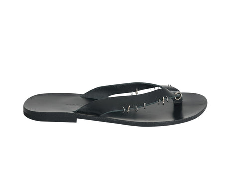 ALEXA flip flop — black leather customised