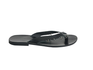 ALEXA flip flop — black leather customised