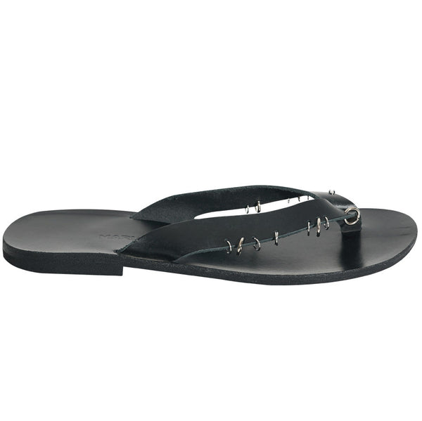 ALEXA flip flop — black leather customised