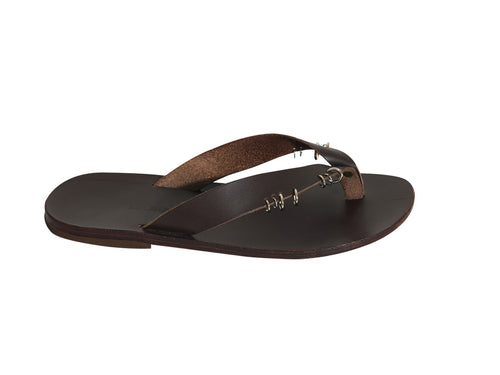 ALEXA flip flop — dark brown leather customised
