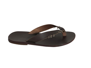ALEXA flip flop — dark brown leather customised