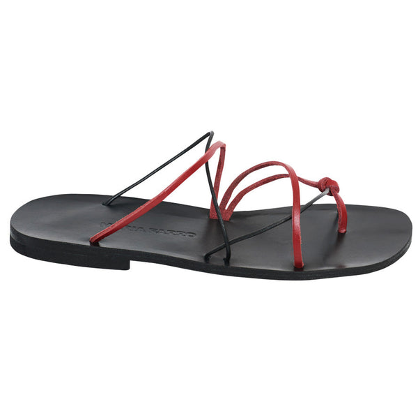 DOMINO slides — black & red leather