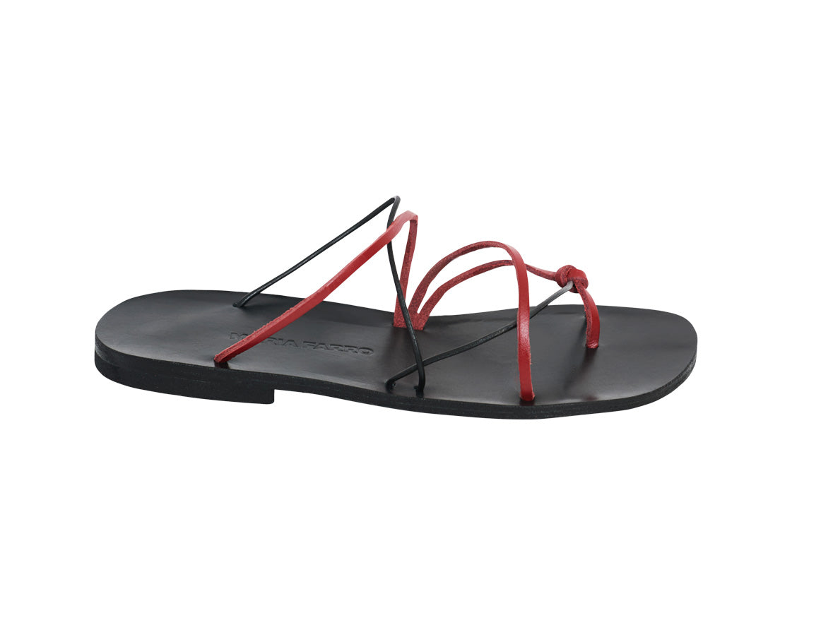 DOMINO Slides — black & red leather