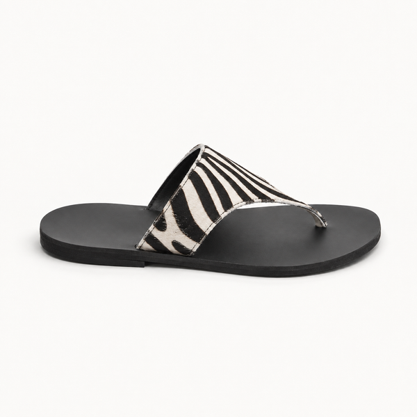 RAYA Zebra Leather Flip Flops