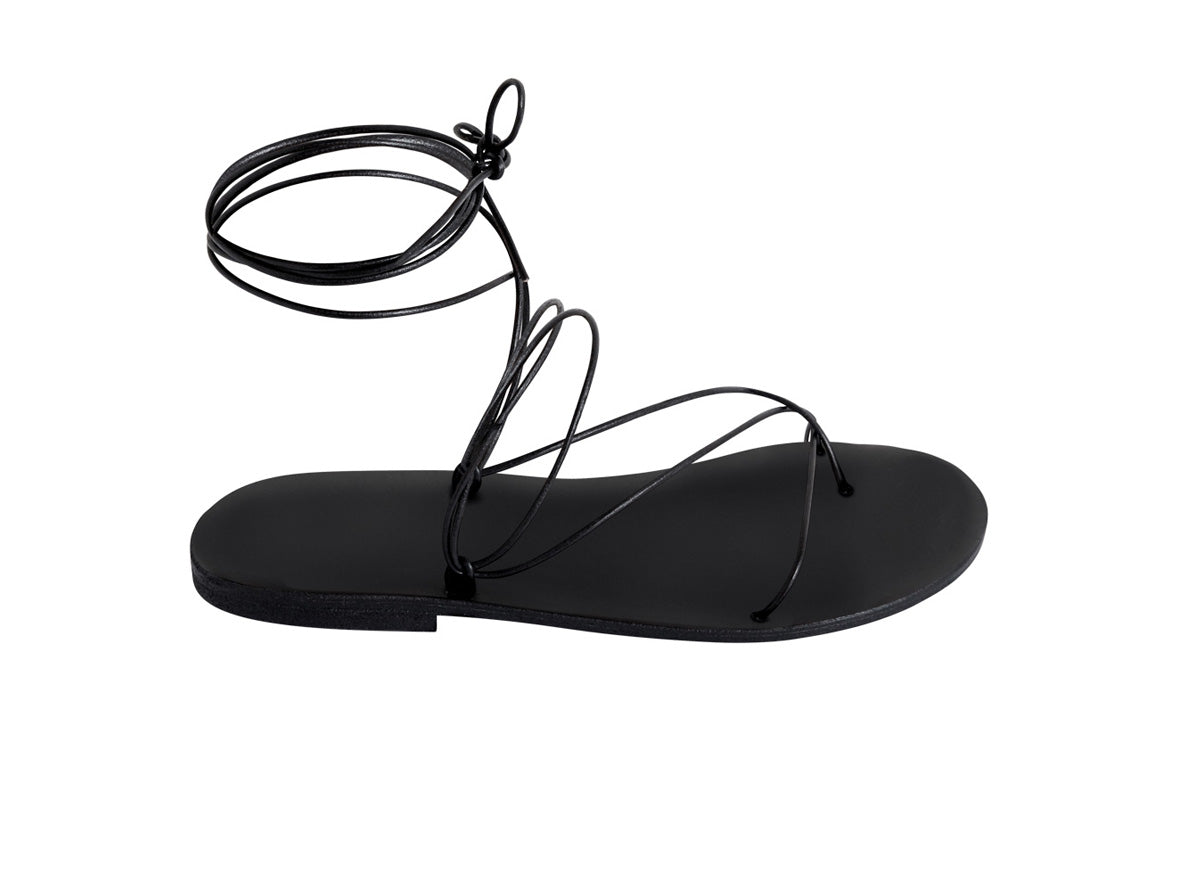 AELIA — black leather sandal